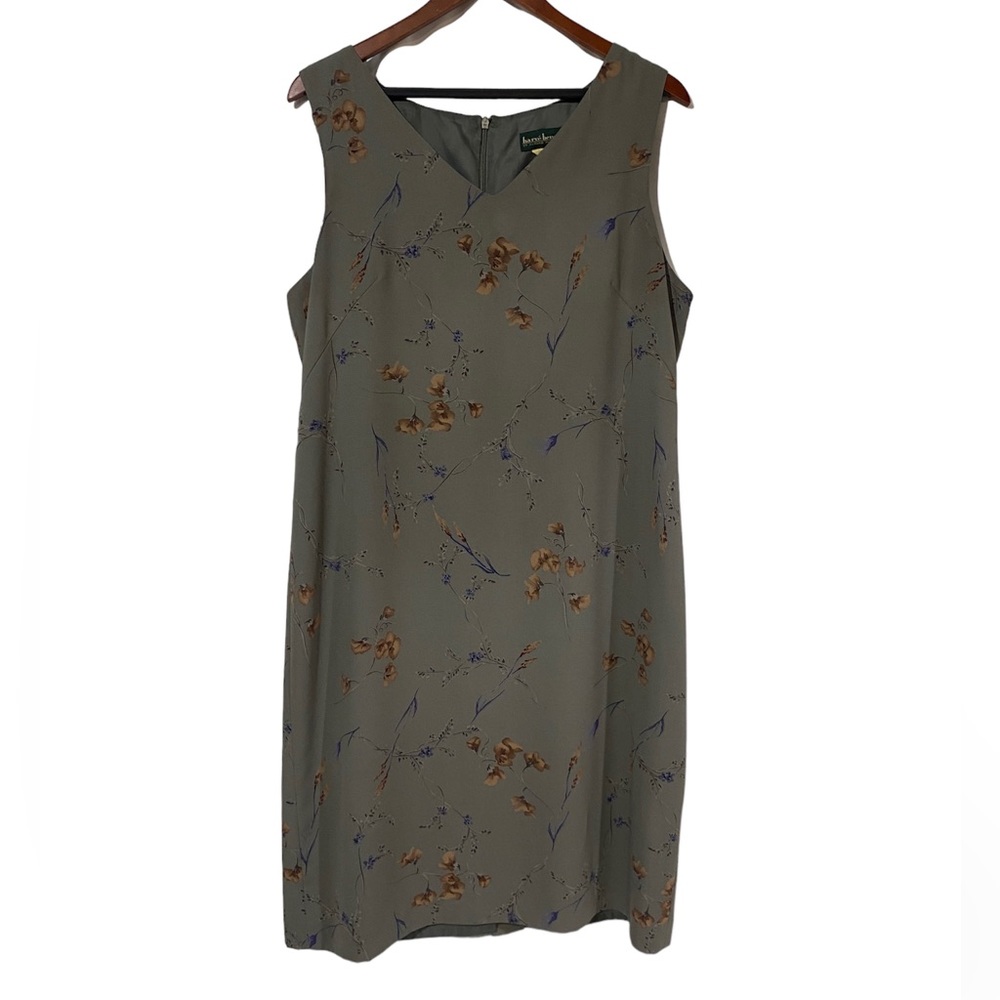 Vintage Harve Benard Floral Sleeveless V-Neck Midi Dress Women’s Size 12 Career